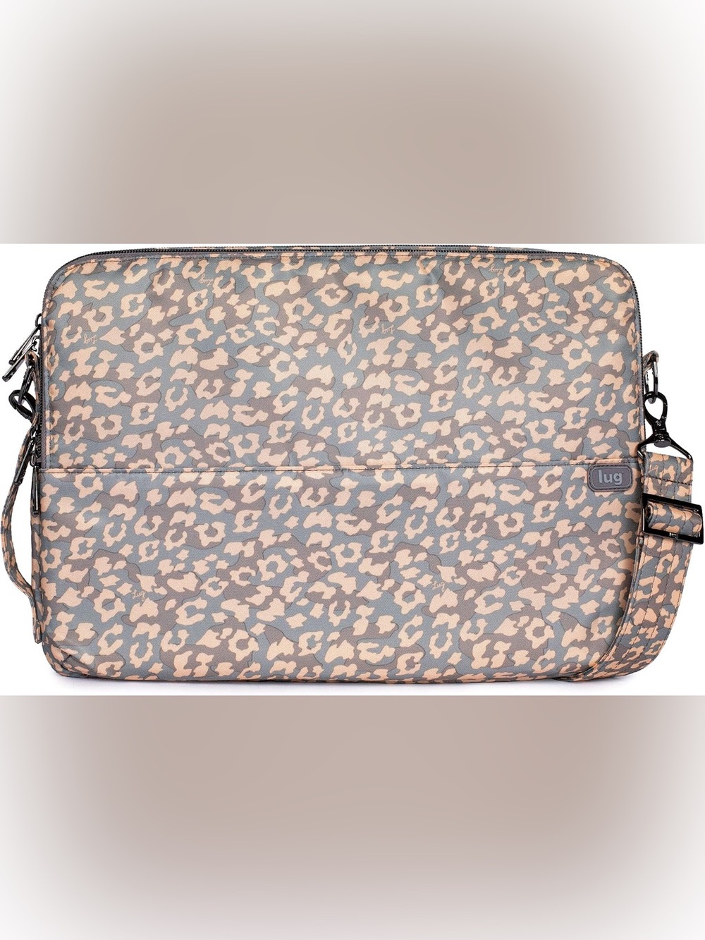 lug Leopard Print Laptop Sleeve in Beige and Gray Tones